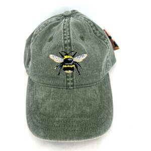 NWT Eco Headwear Green Bee Baseball Cap Vintage Look OS 100% Cotton